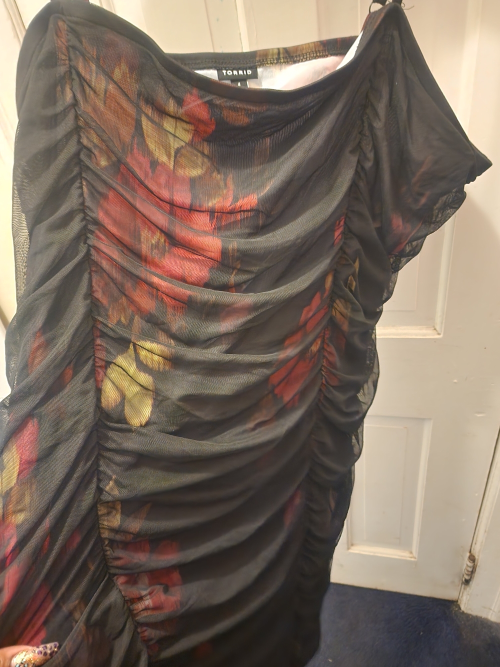 Sexy! 4x [torrid] Ruched Dress with Subtle Floral Print